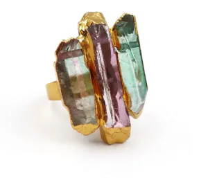 Boho & Mala Natural Mix Stone Open Ring (adjustable) R1052