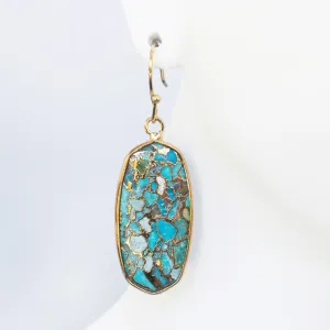 Boho & Mala Turquoise & Gold Big Earrings CR10031