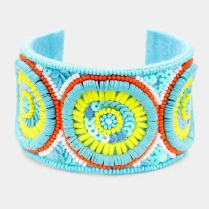 Boho Beaded Blue Cuff Bracelet