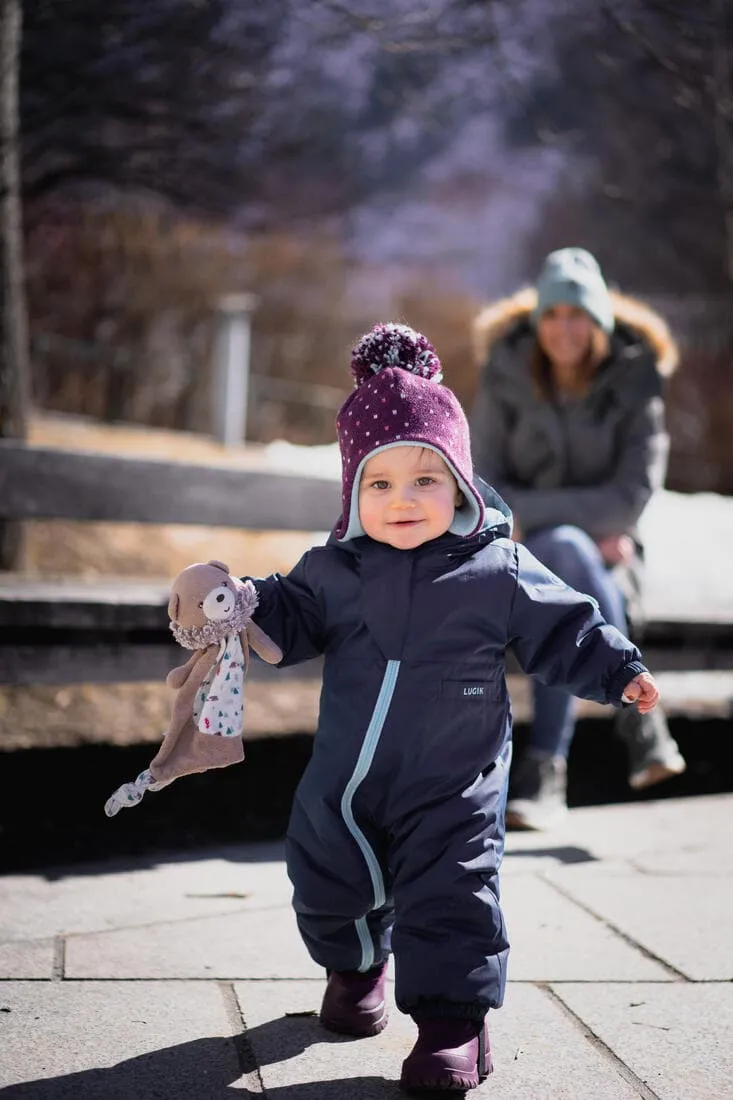 Bonnet bébé péruvien de ski / luge - SIMPLE WARM violet et