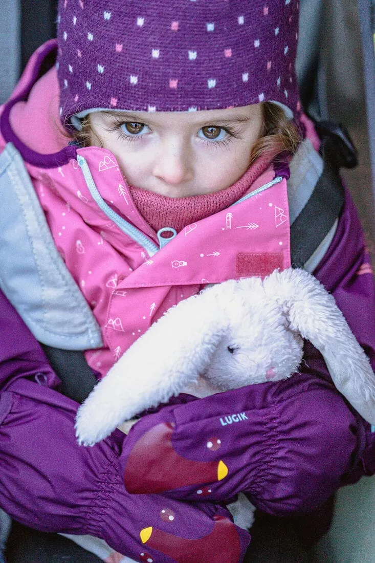 Bonnet bébé péruvien de ski / luge - SIMPLE WARM violet et