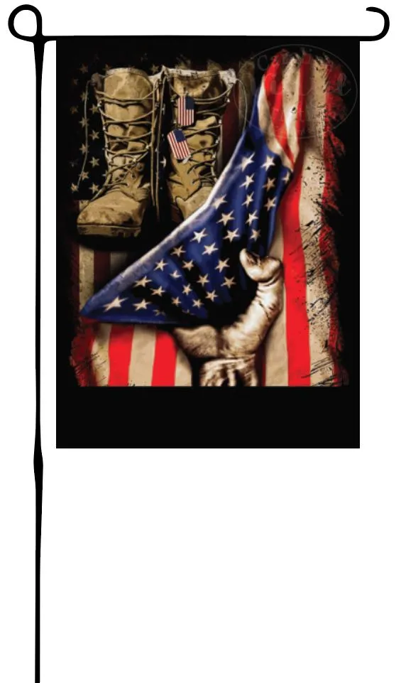 Boots American Flag Garden Flag