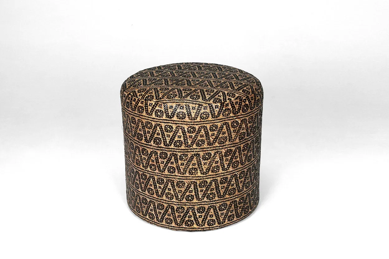 Borneo Mat Round Ottoman - Zigzag