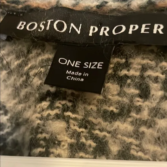 Boston Proper Plaid Poncho with Faux Fur Collar