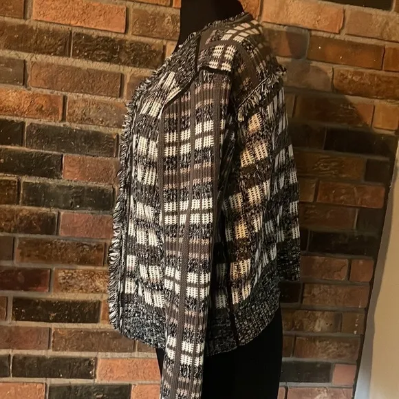 Cabi Classic Cardigan #4097 Gray Brown White M