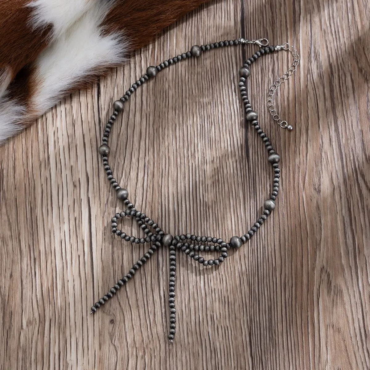 Chic Bowknot Beaded Chain Necklace