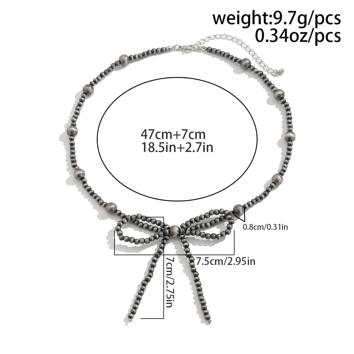 Chic Bowknot Beaded Chain Necklace
