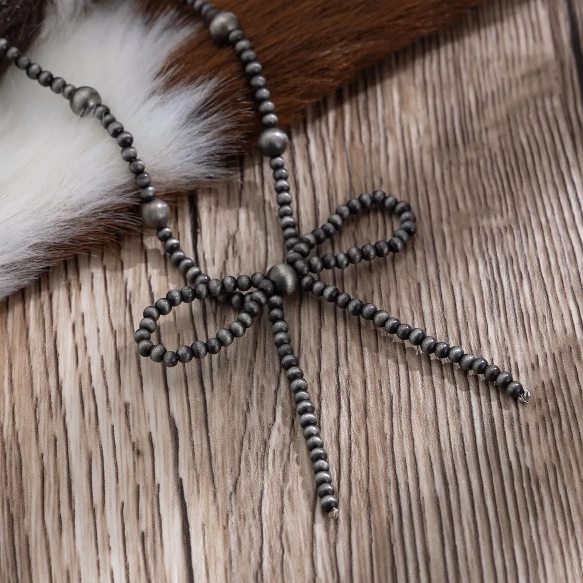Chic Bowknot Beaded Chain Necklace