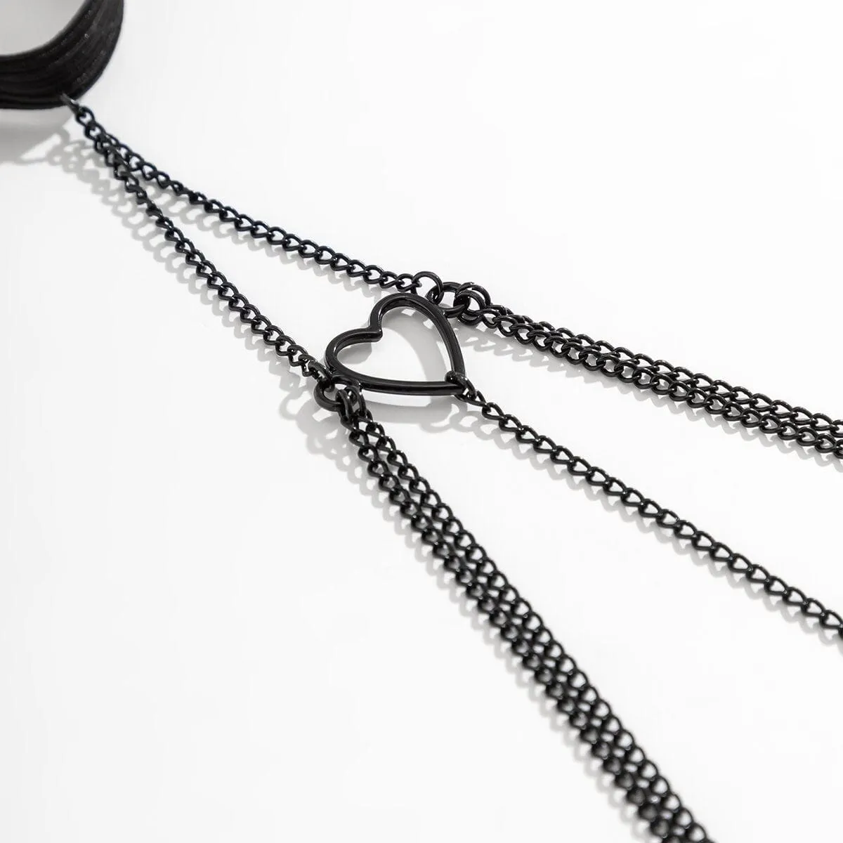 Chic Layered Crystal Heart Charm Elastic Thigh Leg Chain