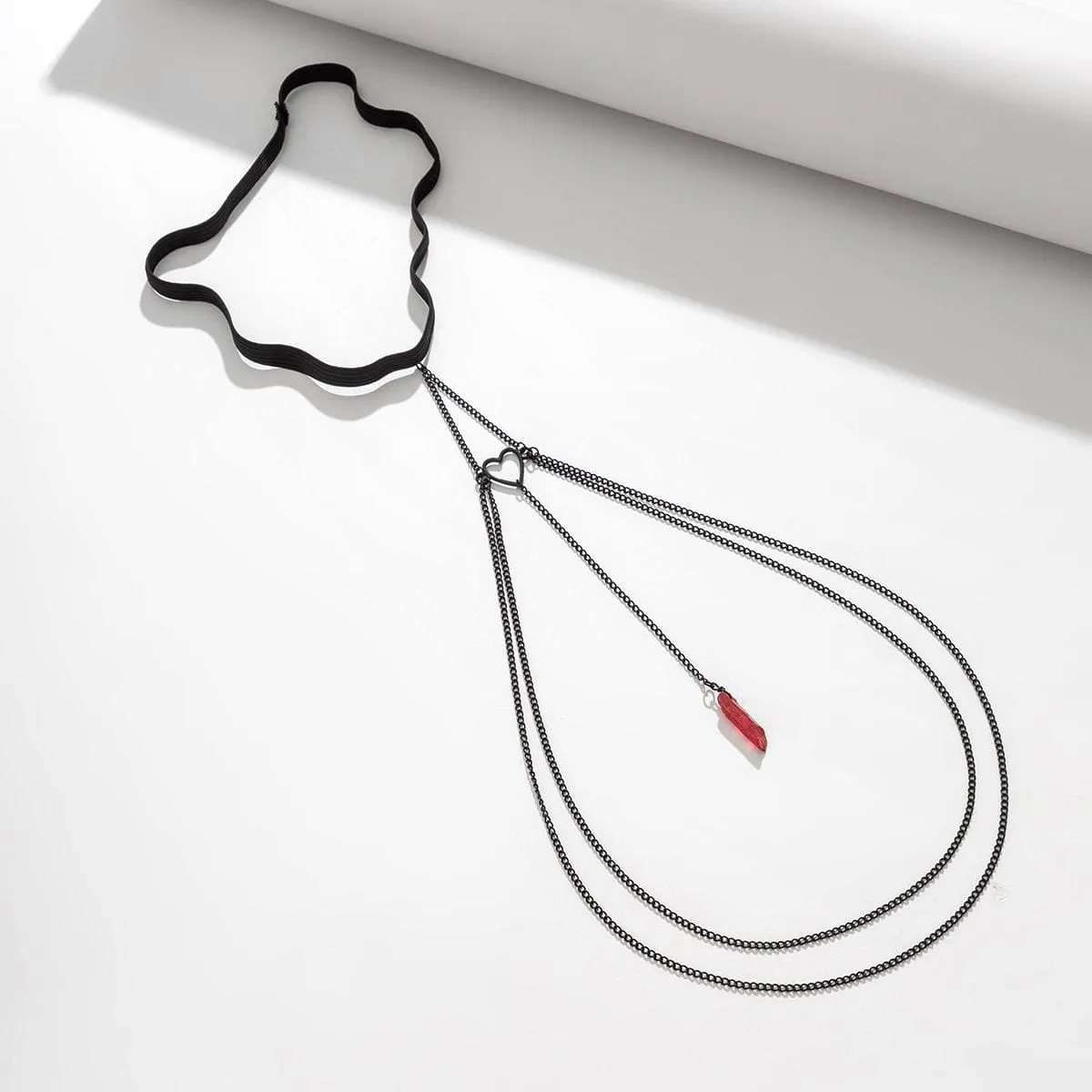 Chic Layered Crystal Heart Charm Elastic Thigh Leg Chain
