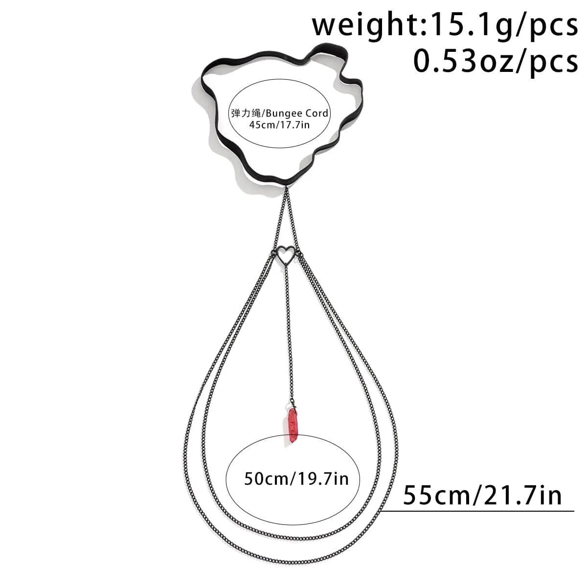 Chic Layered Crystal Heart Charm Elastic Thigh Leg Chain