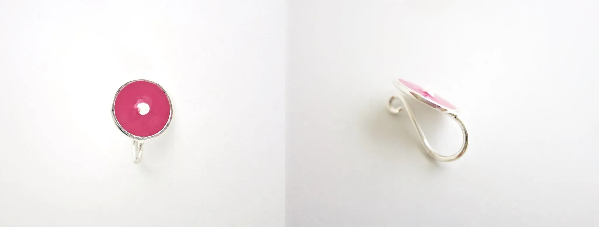 Chic, round fuchsia pink enamel nose pin