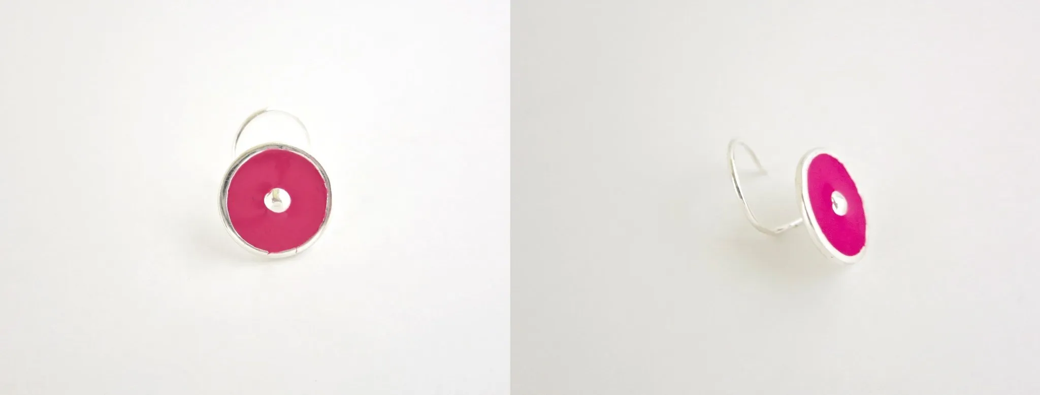 Chic, round fuchsia pink enamel nose pin