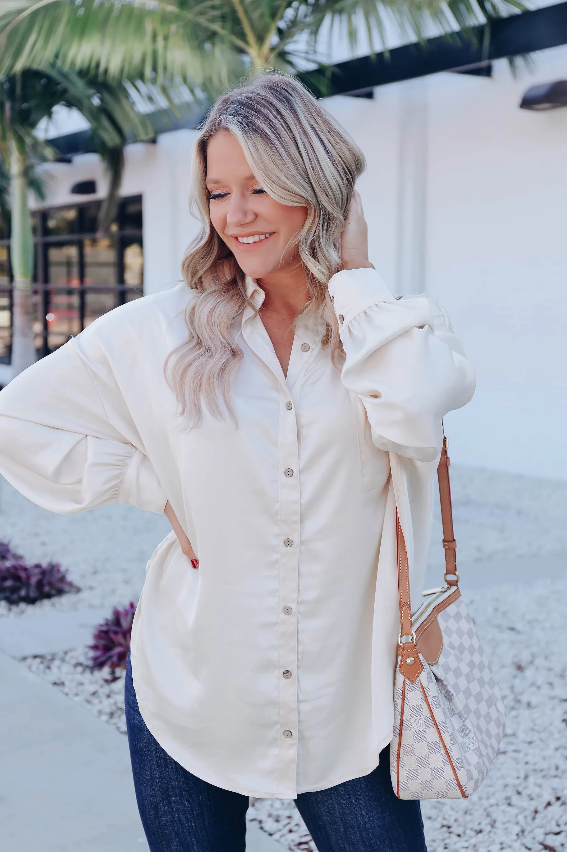 Chrisley Satin Blouse - Cream