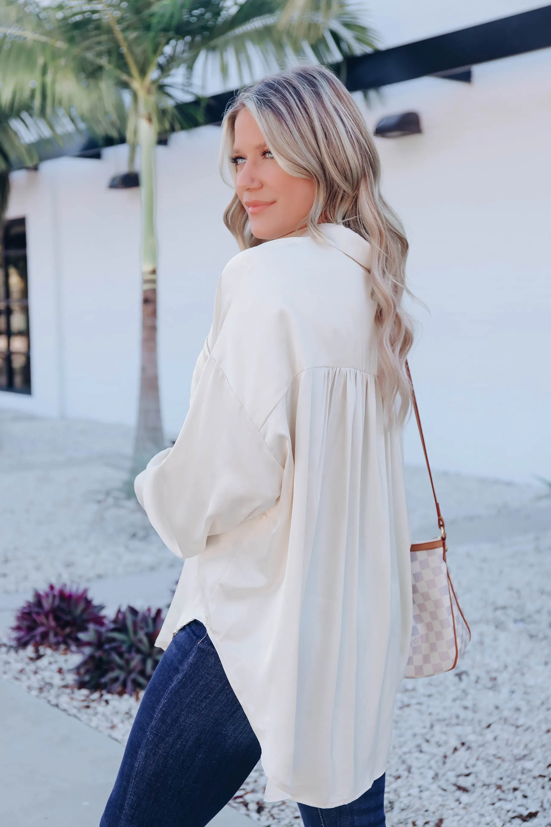 Chrisley Satin Blouse - Cream