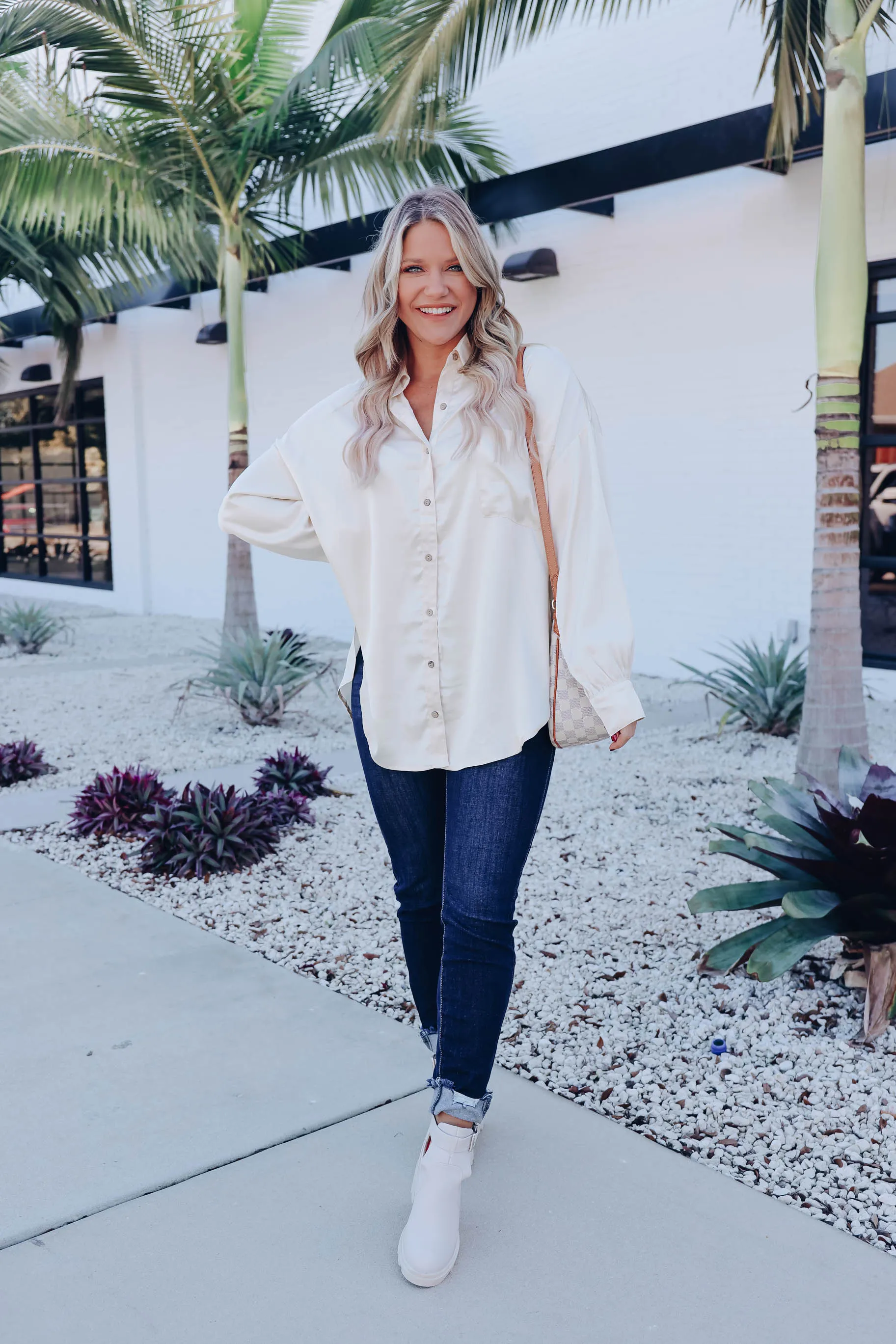 Chrisley Satin Blouse - Cream