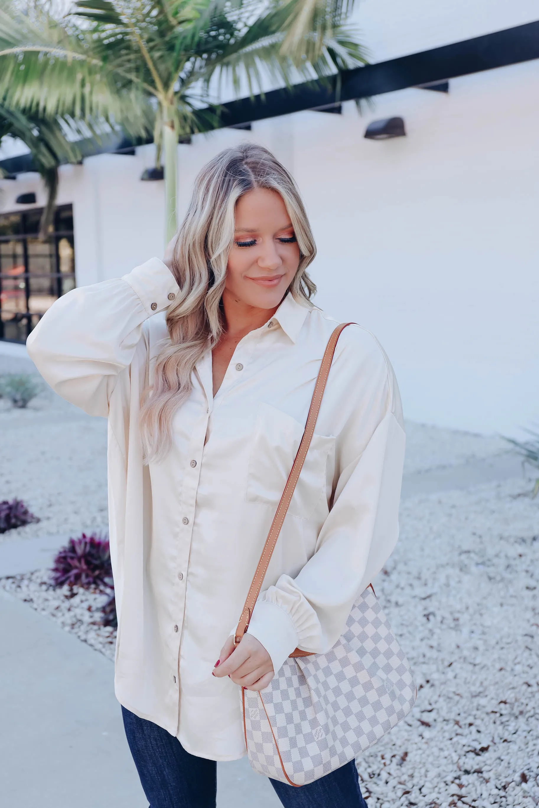 Chrisley Satin Blouse - Cream
