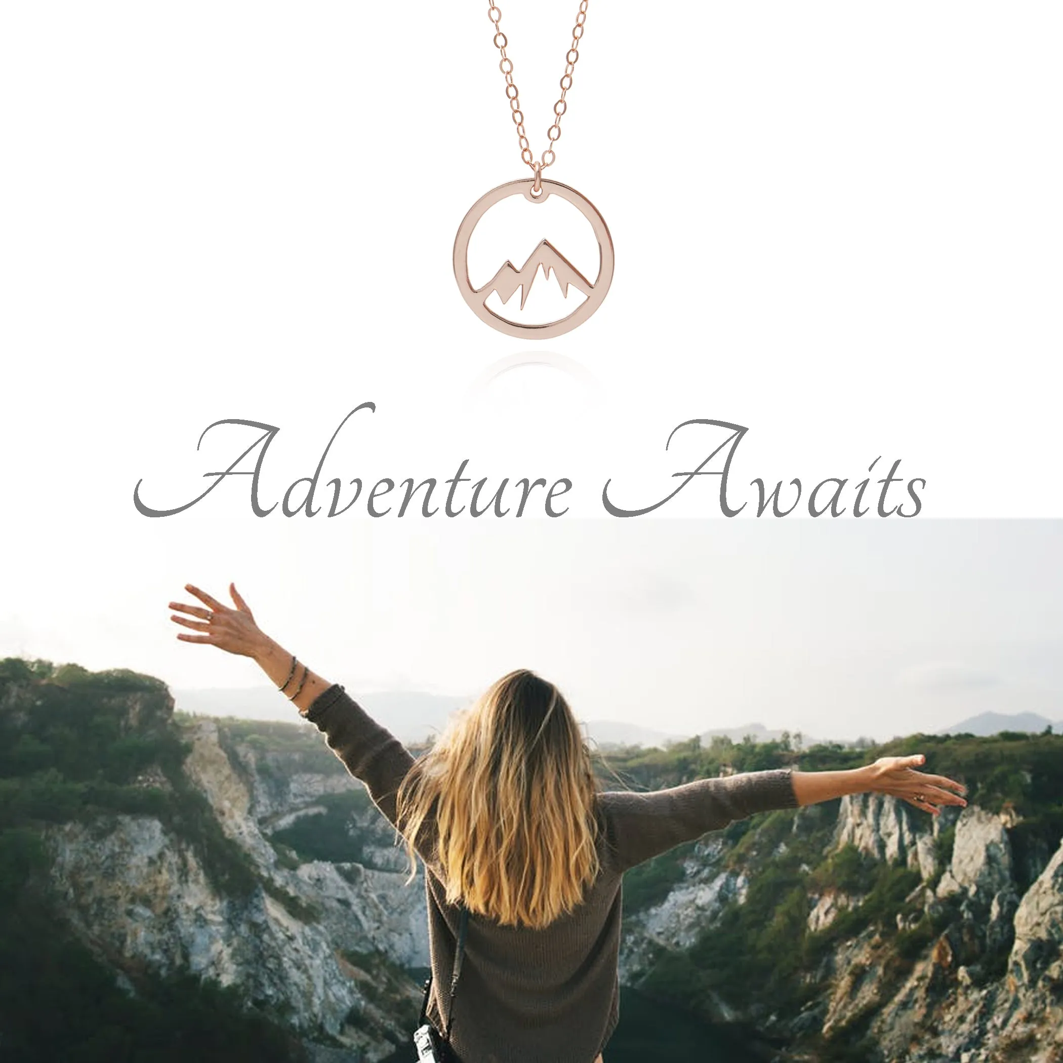 Circle Mountain Necklace - Rose Gold Adventure Necklace