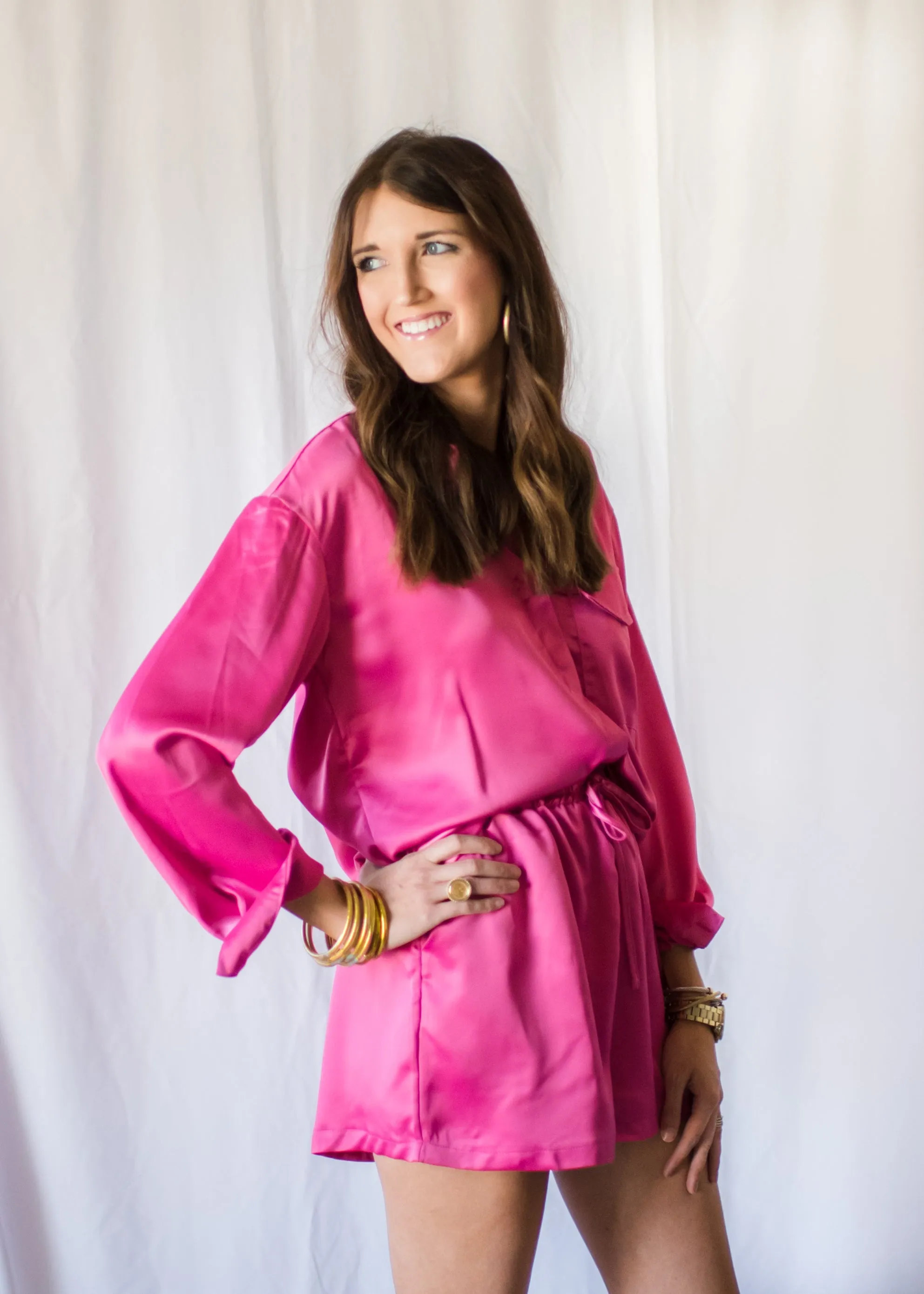 City Chic Satin Pink Shorts