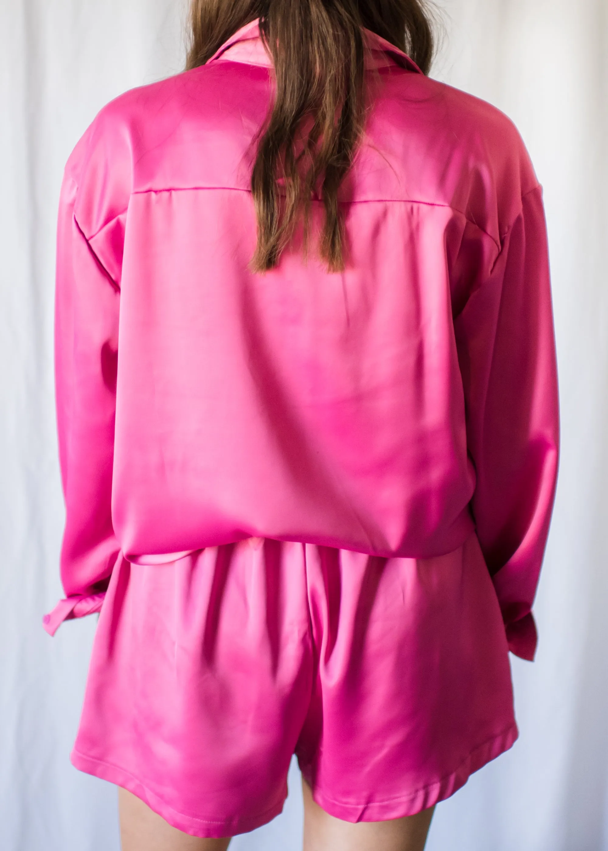 City Chic Satin Pink Shorts