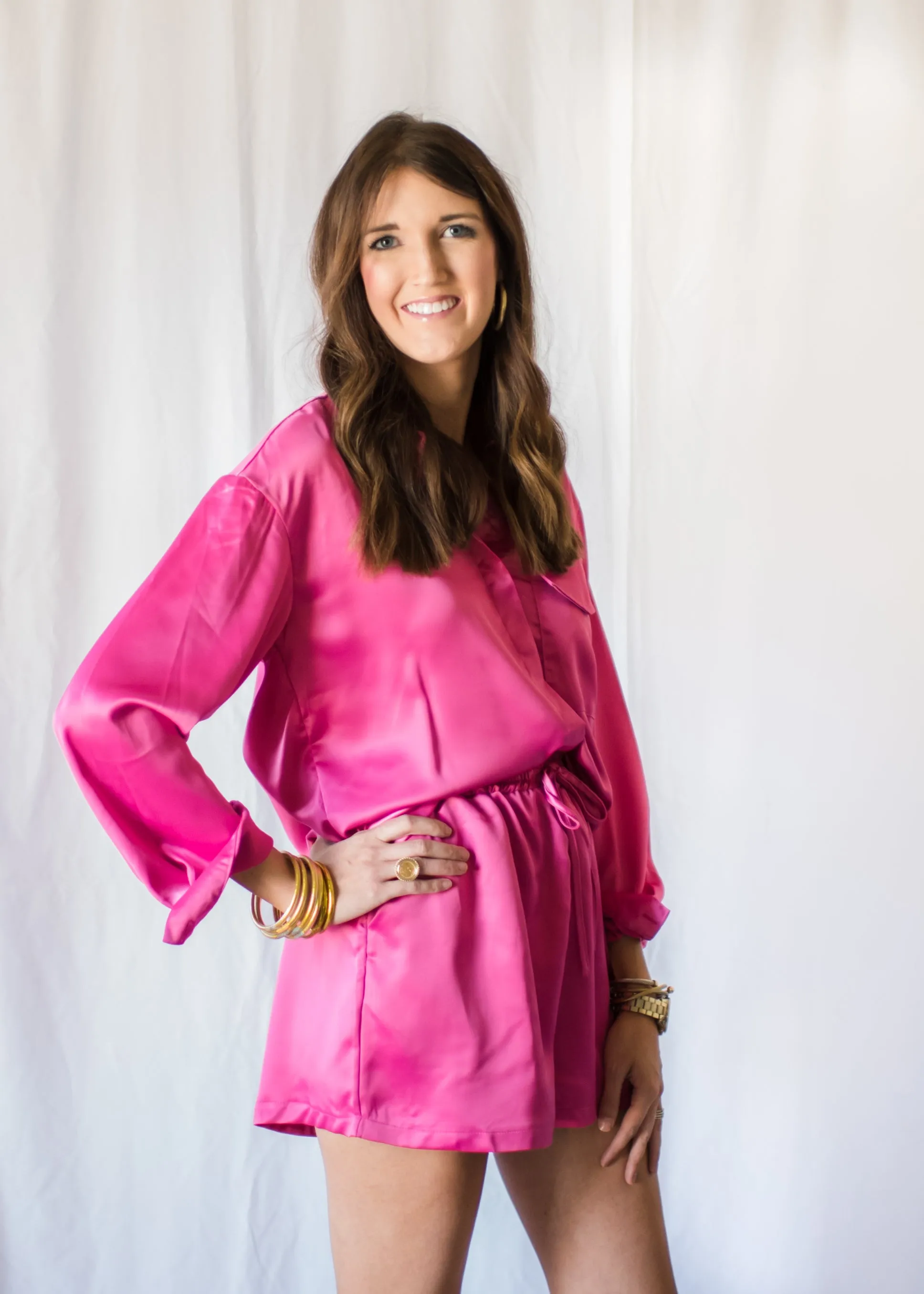 City Chic Satin Pink Shorts