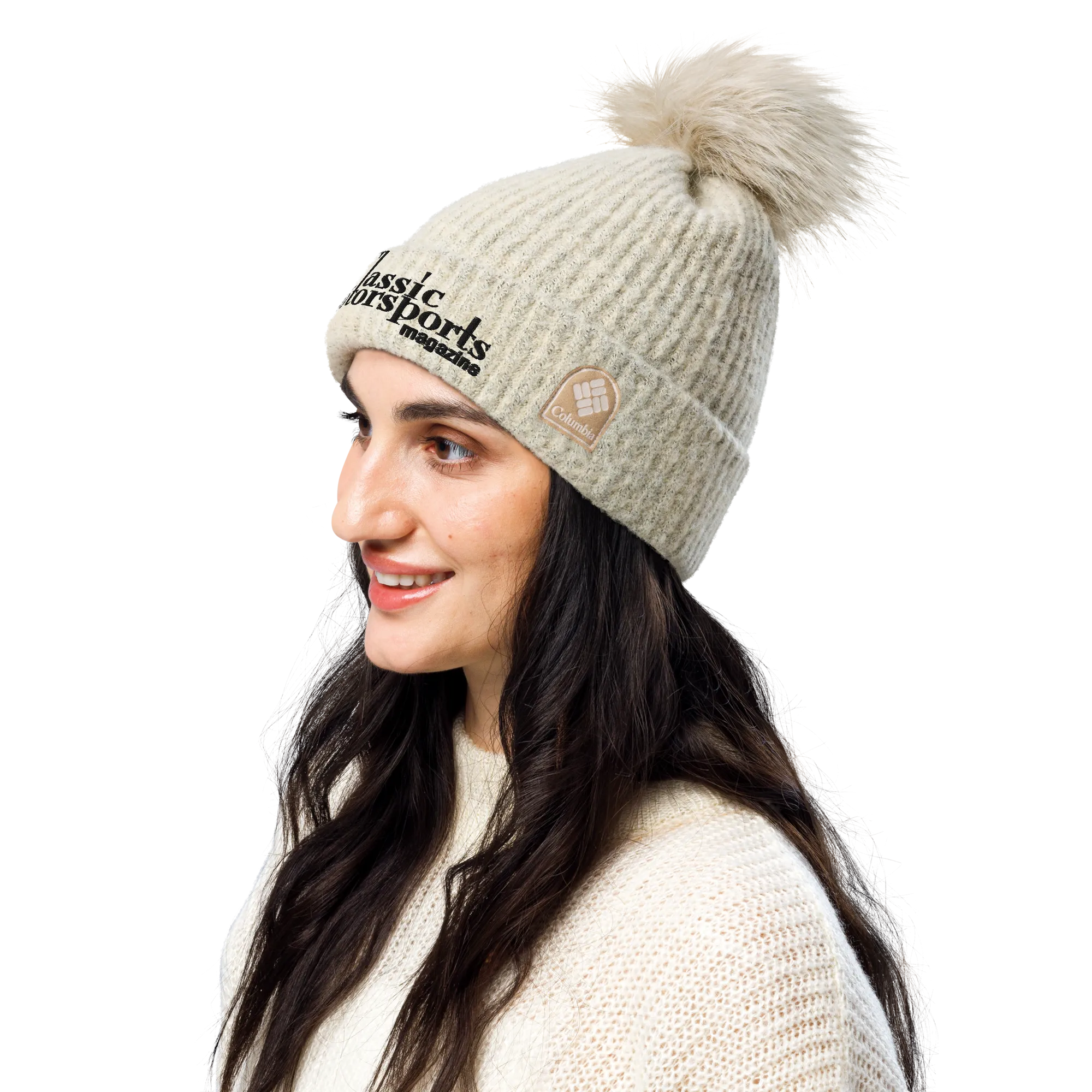 Classic Motorsports Logo Columbia Pom-Pom Beanie (Chalk)