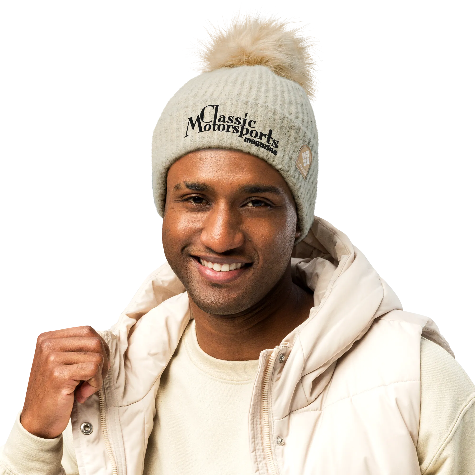 Classic Motorsports Logo Columbia Pom-Pom Beanie (Chalk)