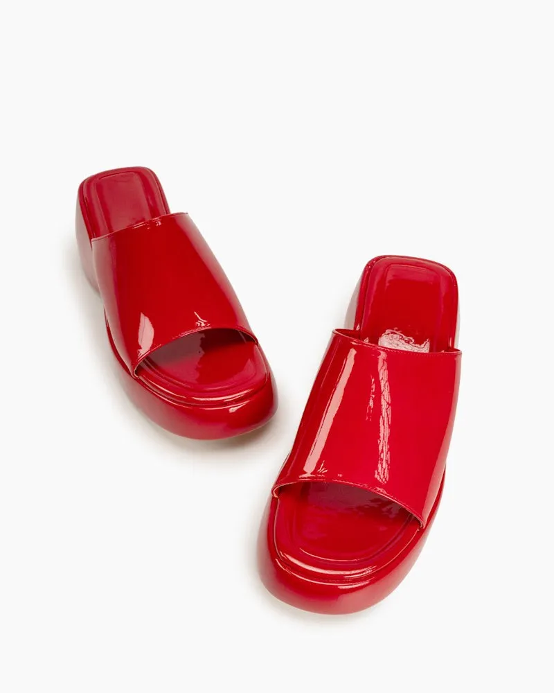 (Clean Up) Patent Leather Sexy Wedge High Heel Platform Sandals