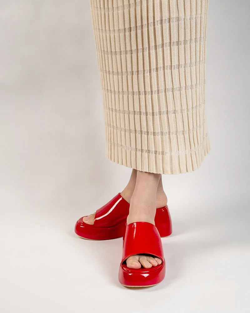 (Clean Up) Patent Leather Sexy Wedge High Heel Platform Sandals