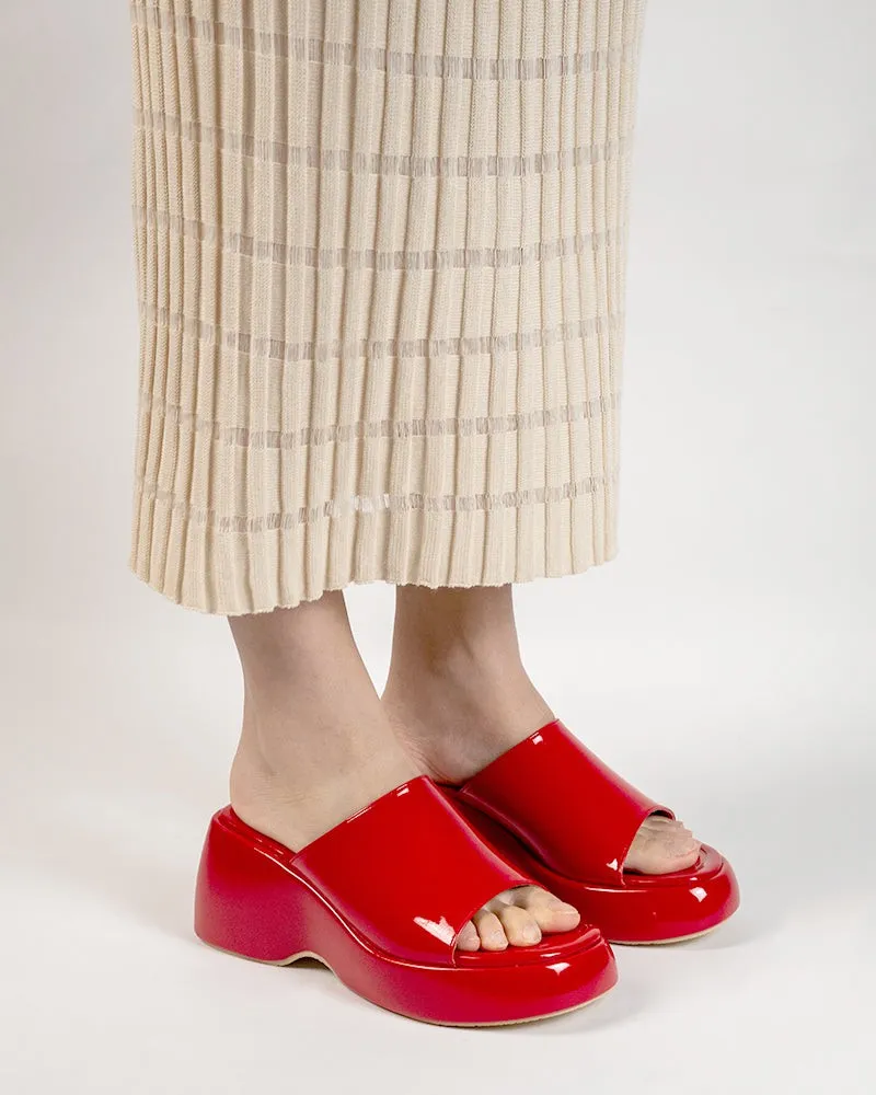 (Clean Up) Patent Leather Sexy Wedge High Heel Platform Sandals