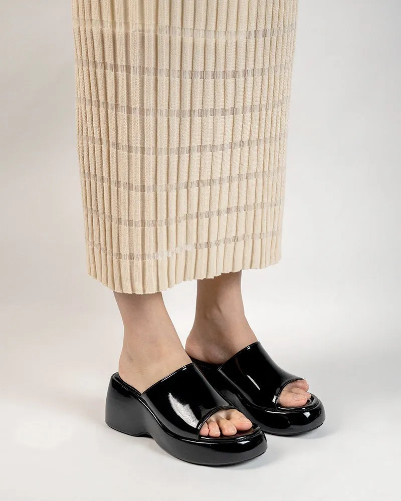 (Clean Up) Patent Leather Sexy Wedge High Heel Platform Sandals