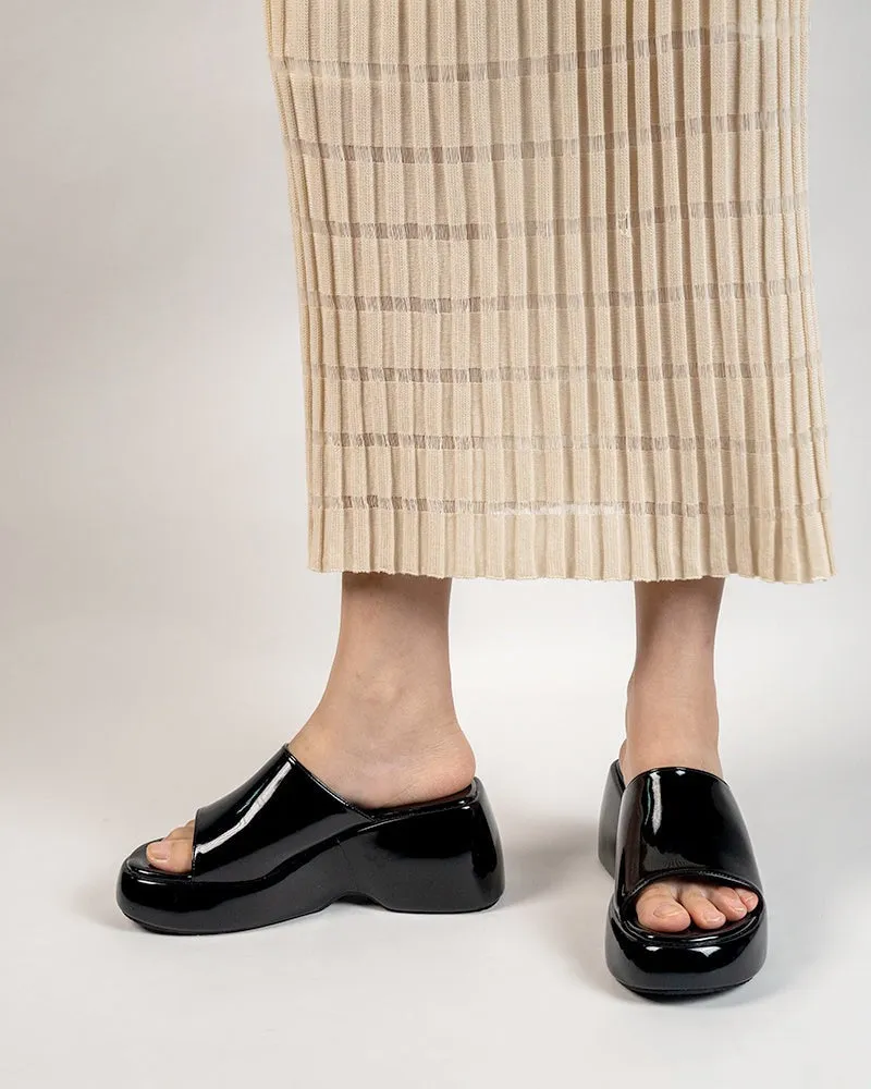 (Clean Up) Patent Leather Sexy Wedge High Heel Platform Sandals
