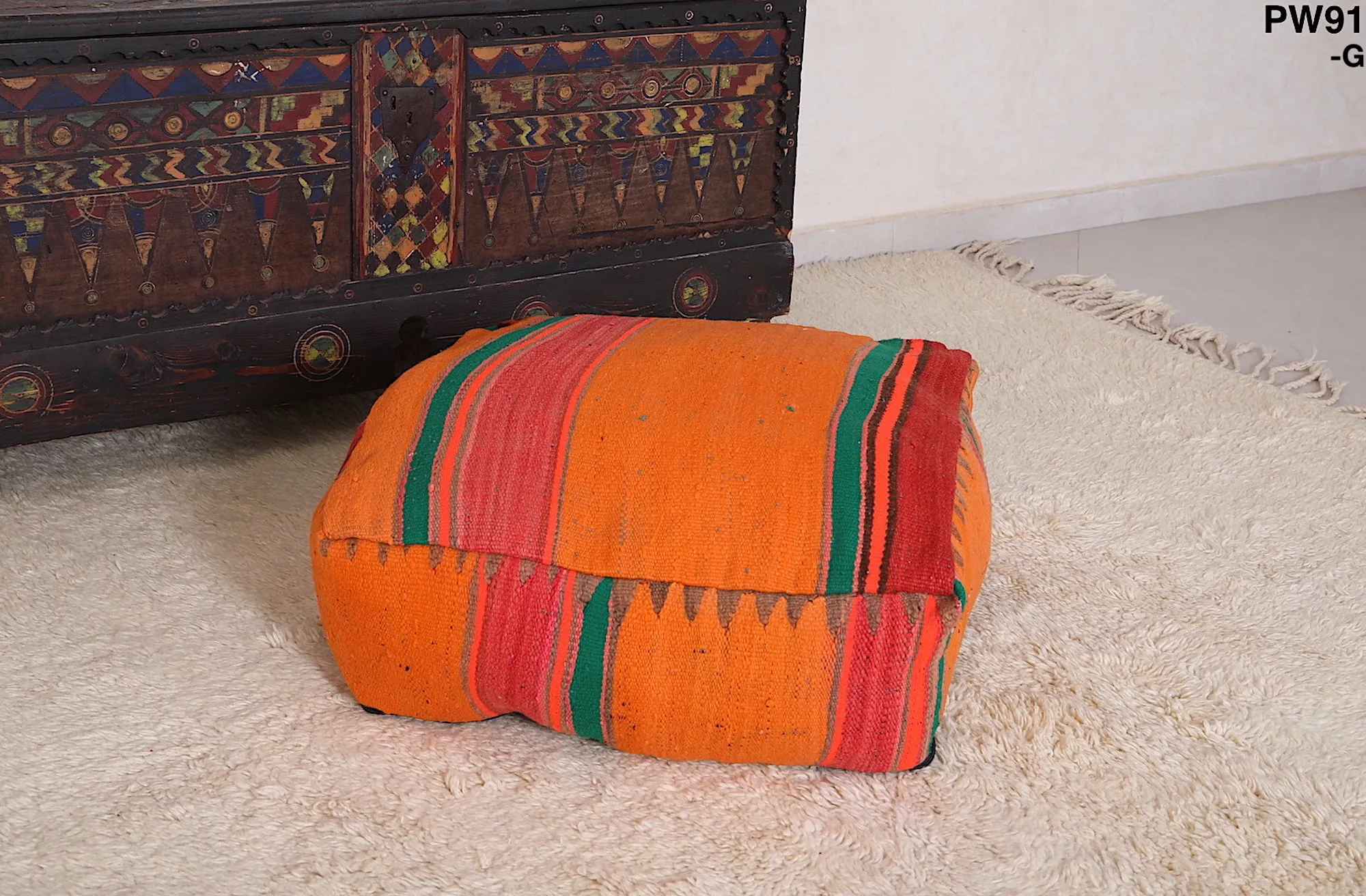 Colorful Kilim woven Pouf Ottoman