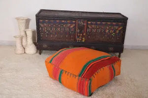 Colorful Kilim woven Pouf Ottoman