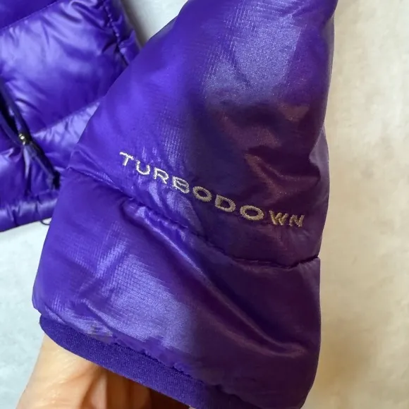 Columbia Turbo Down 650 Purple Jacket Coat Full Zip Omni Heat Warm Ski Cabin