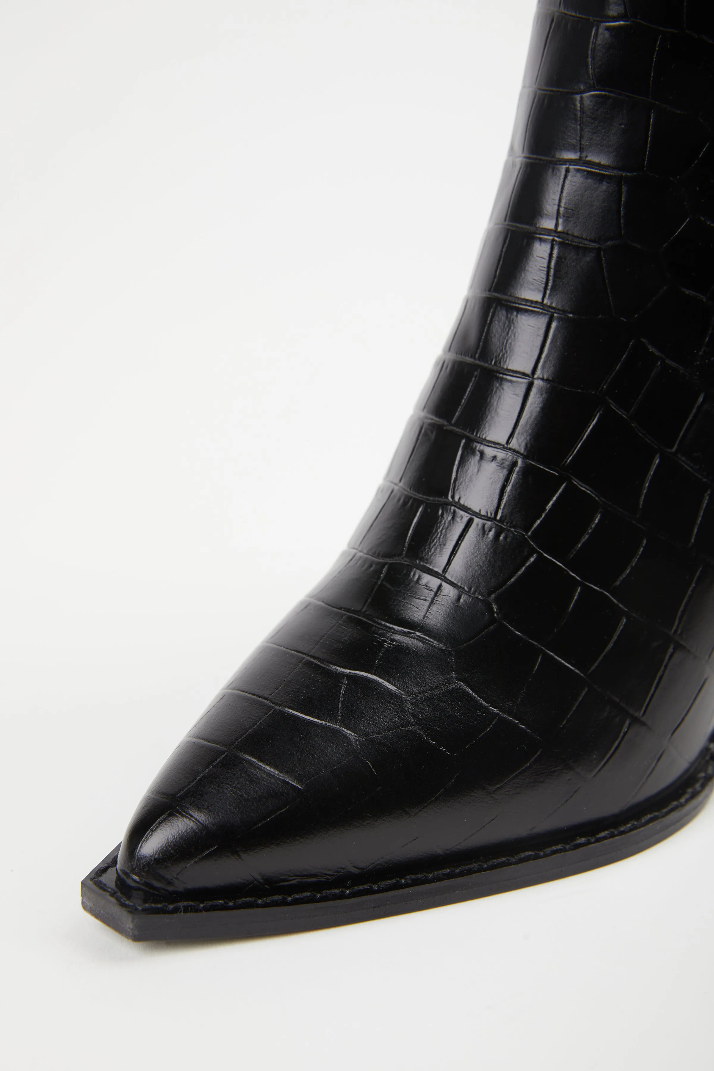CROC-EFFECT LEATHER ANKLE BOOTS