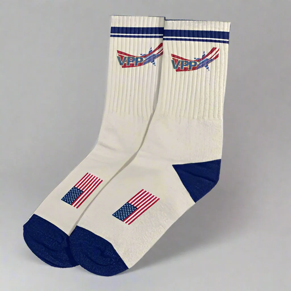Custom Woven Crew Athletic Socks with OSHA VPP Logo #404667