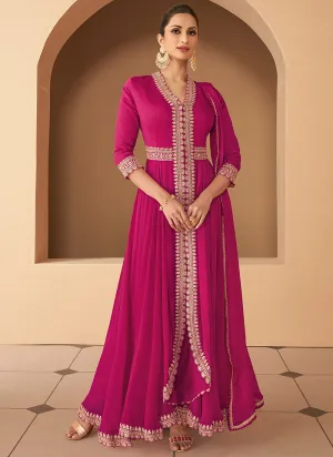 Dark Pink Heavy Embroidered Stylish Anarkali