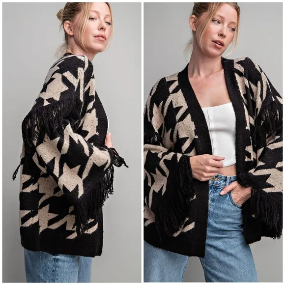 ee:some Boho Cozy Chic Oversized Fringe Cardigan