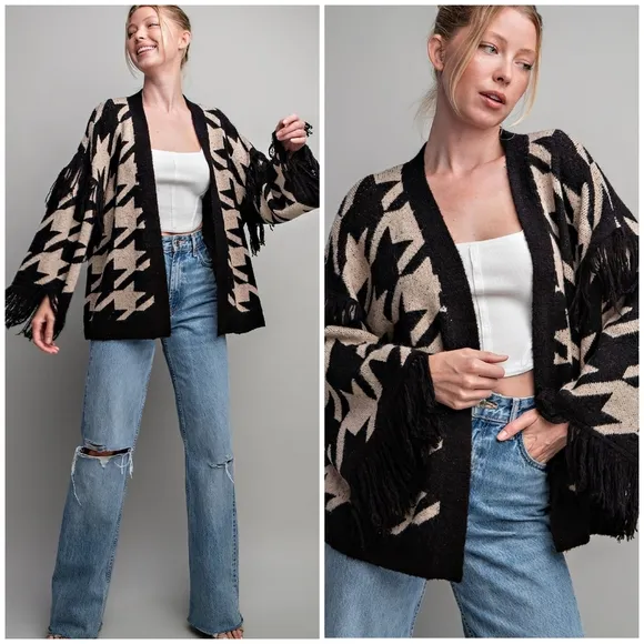 ee:some Boho Cozy Chic Oversized Fringe Cardigan
