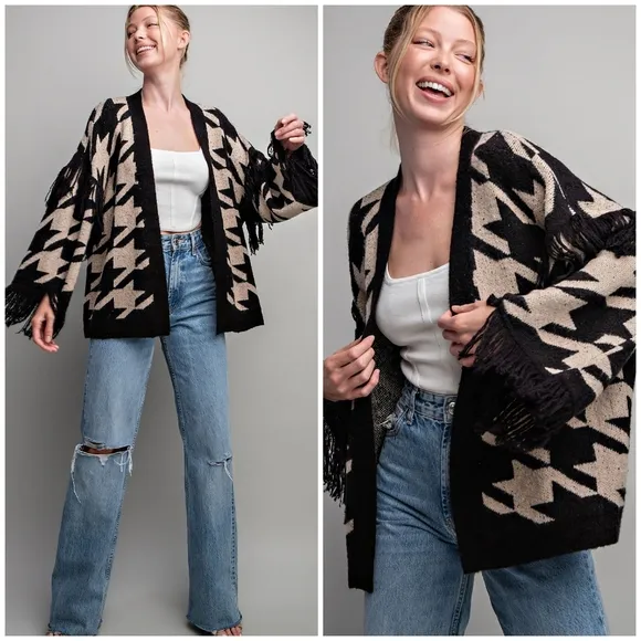 ee:some Boho Cozy Chic Oversized Fringe Cardigan