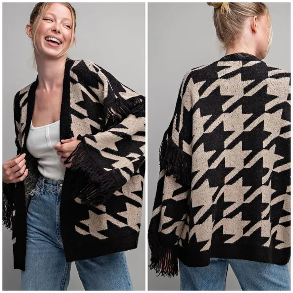 ee:some Boho Cozy Chic Oversized Fringe Cardigan