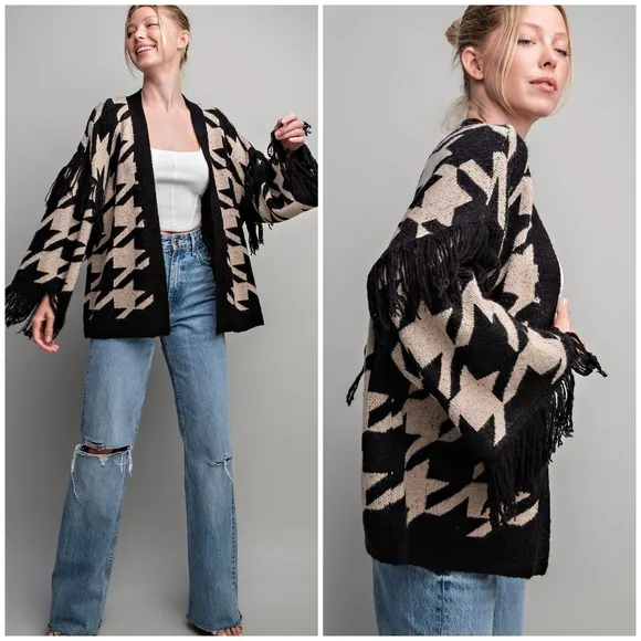 ee:some Boho Cozy Chic Oversized Fringe Cardigan
