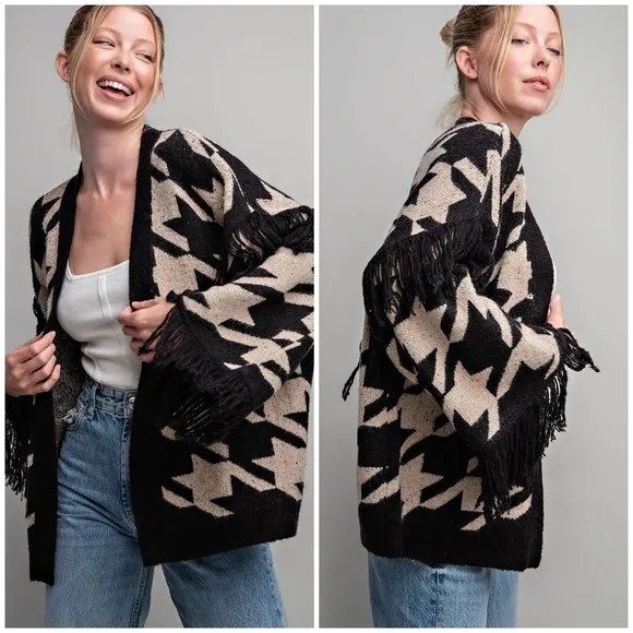 ee:some Boho Cozy Chic Oversized Fringe Cardigan