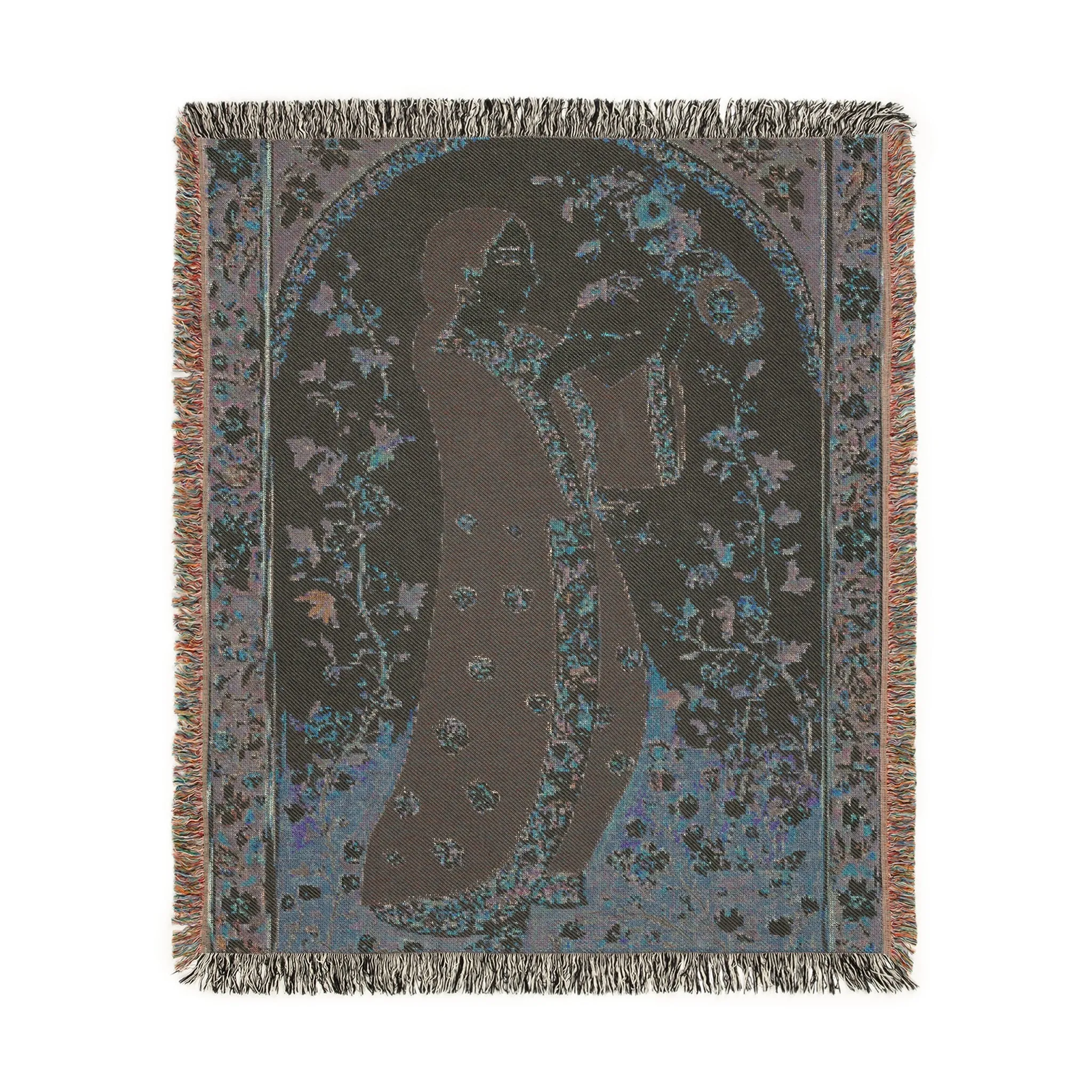 Elegant Persian Floral Art Woven Blanket