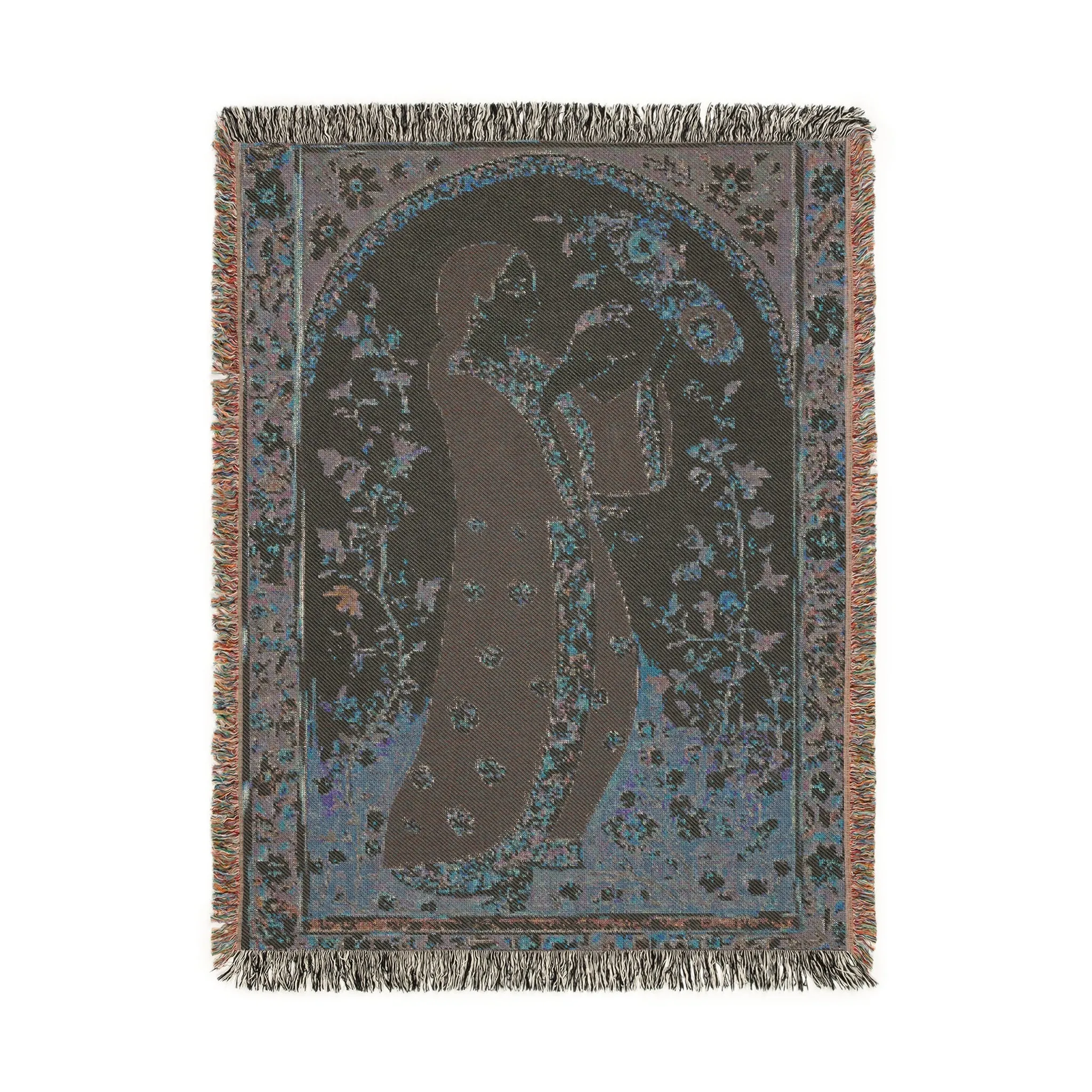 Elegant Persian Floral Art Woven Blanket