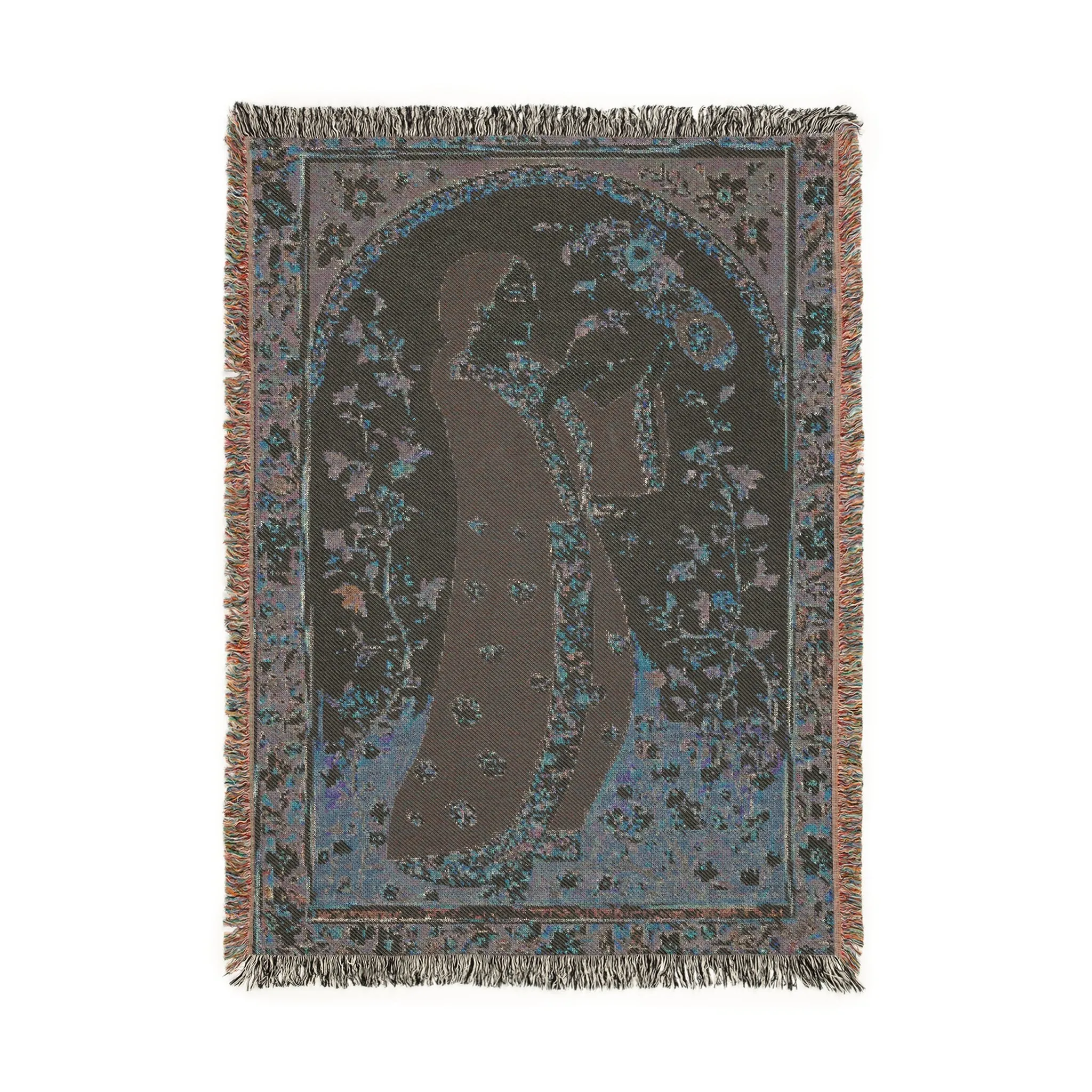 Elegant Persian Floral Art Woven Blanket