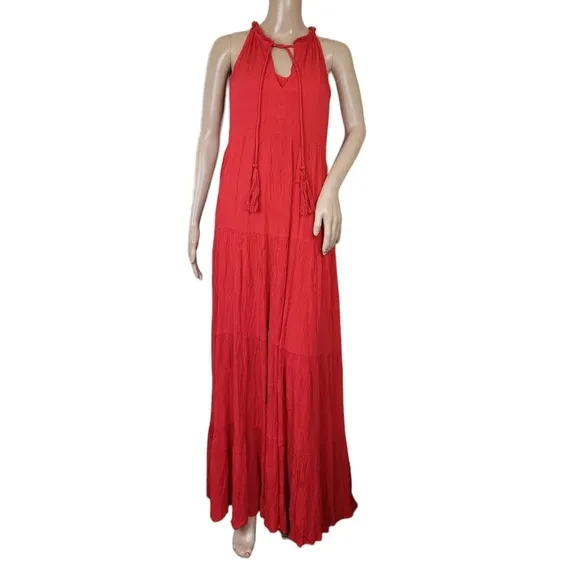 Ella Moss Red Tiered Maxi Dress