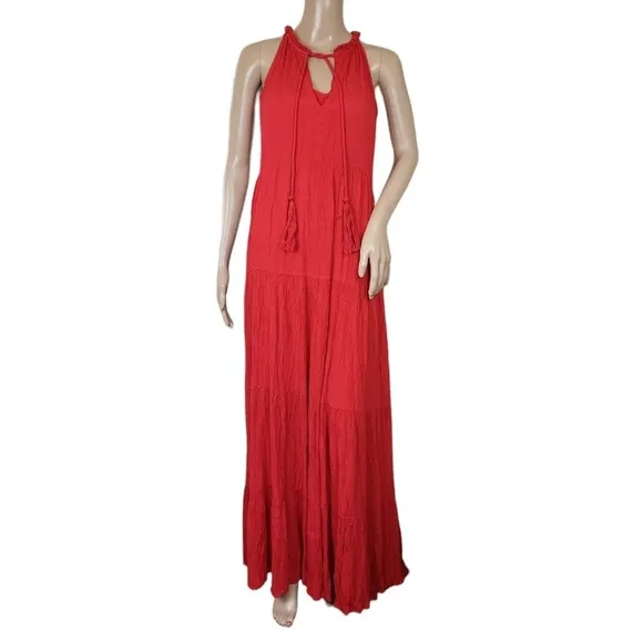 Ella Moss Red Tiered Maxi Dress