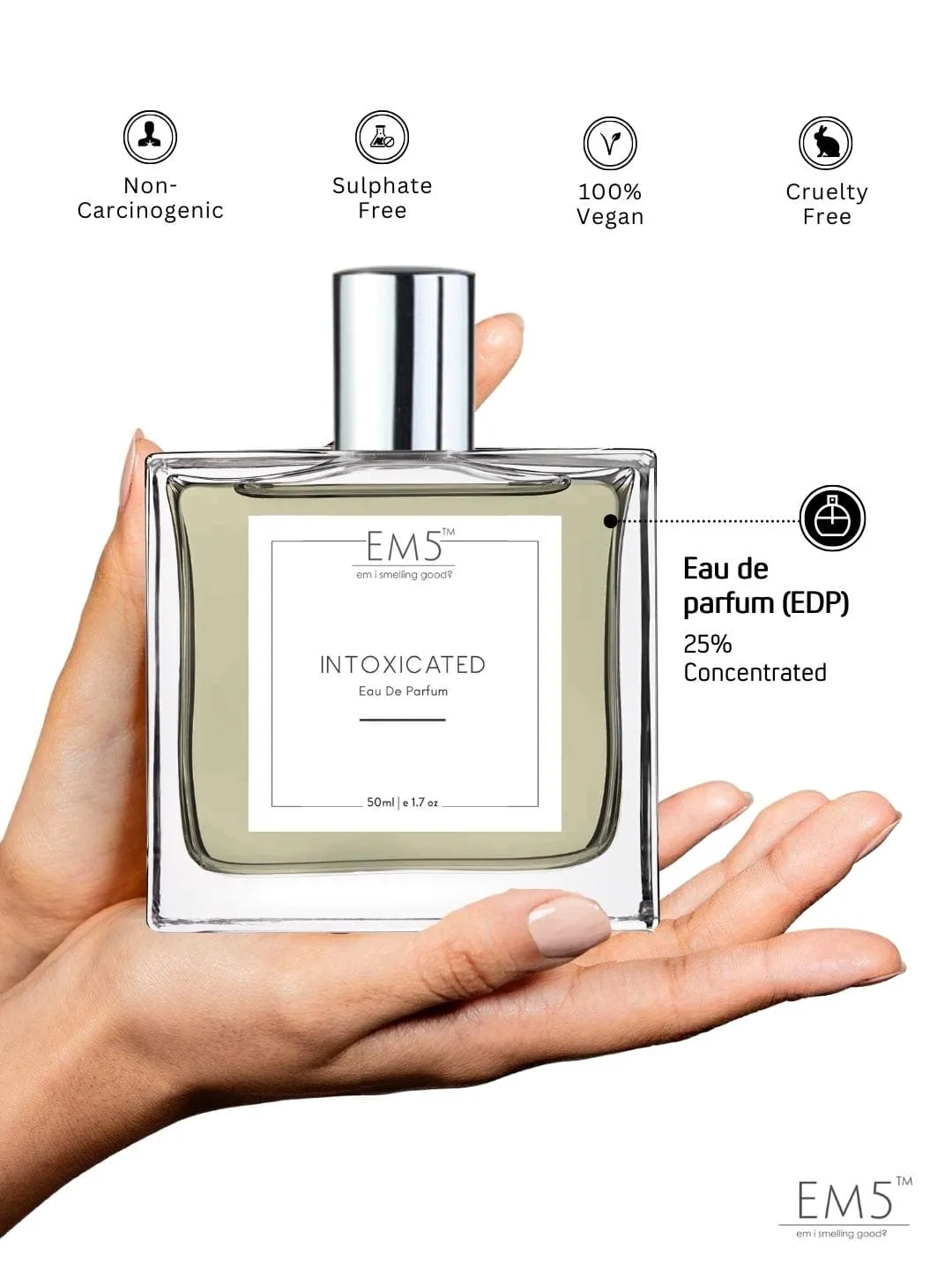 EM5™ Intoxicated Unisex Perfume | Eau de Parfum Spray for Men & Women | Cinnamon Warm Spicy Fragrance Accords | Luxury Gift for Him & Her | Sizes Available: 50 ml / 15 ml